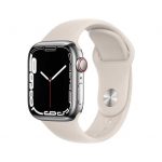 Apple Watch Series 7 GPS + Cellular, 41mm Silver Stainless Steel Case with Starlight Sport Band – Regular $599