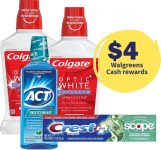 2-Pack 16-Oz Colgate Optic White Mouthwash + 18-Oz ACT Anticavity Mouthwash + Toothpaste + $4 in Walgreens Cash $6.76 + free pickup at walgreens
