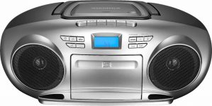 Insignia™ – AM/FM Radio Transportable CD Boombox with Bluetooth and Cassette Participant – Silver/Black $39.99