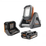RIDGID 18V Cordless Flood Light Kit with Removable Light with 2.0 Ah Lithium-Ion Battery and Charger-R8694620KSBN – The House Depot – $69.99