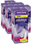 204-Count Always Xtra Protection Daily Unscented, Extra Long Feminine Panty Liner $18.48 w/ S&S + Free Shipping $19.45