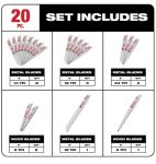 20 Piece Milwaukee SAWZALL Bi-Steel Wooden and Steel Slicing Reciprocating Noticed Blade Set $17.99