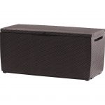 Keter Capri Rattan Resin 80-Gal Outside Storage Plastic Deck Field, Espresso Brown – $63.36