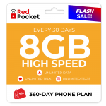 360-Day Red Pocket Prepaid Plan: Limitless Discuss & Textual content + 8GB LTE / Month $220