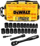 DEWALT Impact Socket Set, 23-Piece, 1/2″ Drive Metric/SAE (DWMT74739) @Amazon $39.97