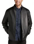 Pronto Uomo Men’s Modern Fit Reversible Lambskin Leather Jacket (Black)