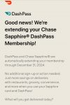 DoorDash extending free chase sapphire membership until December thirty first 2024