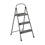 Cosco 3-Step Gray Steel Foldable Step Stool (225-lb Capacity)