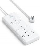 Anker Power Strip Surge Protector (2 × 4000 Joules), PowerLengthen Strip 12 Outlets with Flat Plug, 1875W Output, 6ft Extension Cord $18.69