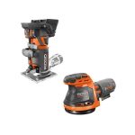 Ridgid 18V Octane Brushless Compact Fixed Base Router + Random Orbital Sander