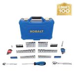Kobalt Centennial 100-Piece Standard (SAE) and Metric Combination Polished Chrome Mechanics Tool Set (1/4-in; 3/8-in) w/ 90 tooth ratchets, $39.98, Free retailer pickup, Lowe’s