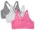 3-Pack Fruit of the Loom Adjustable Shirred Front Racerback Bra